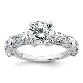 14k White Gold 3 3/4 Lab Grown Diamond VS+ F+ Round Complete Engagement Ring