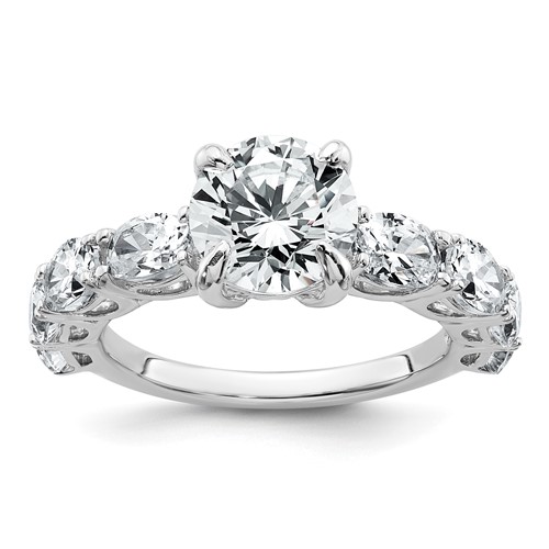 14K White Gold 3.75 Lab Grown Diamond VS+ F+ Round Complete Engagement Ring