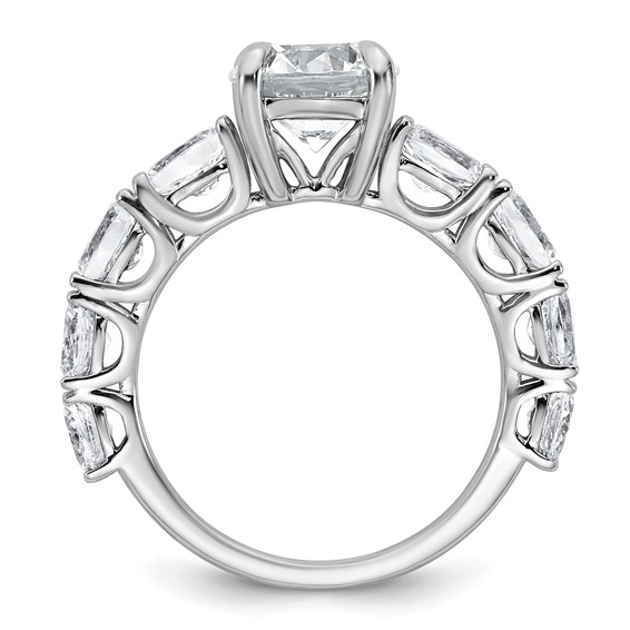 14k White Gold 3 3/4 Certified Lab Grown Diamond VS+ F+ Round Complete Engagement Ring