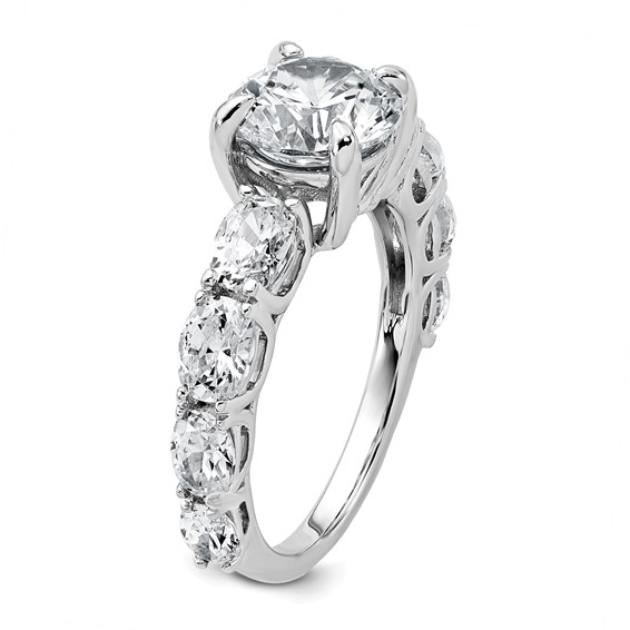 14k White Gold 3 3/4 Certified Lab Grown Diamond VS+ F+ Round Complete Engagement Ring