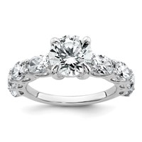 14K White Gold 3.75 Certified Lab Grown Diamond VS+ F+ Round Complete Engagement Ring view 1