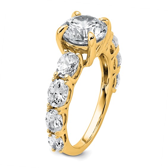 14k 3 3/4 Certified Lab Grown Diamond VS+ F+ Round Complete Engagement Ring