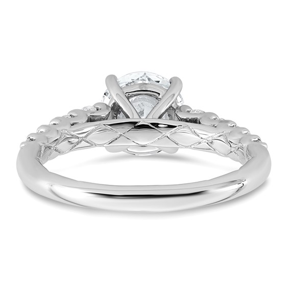 14k White Gold 2 Lab Grown Diamond VS+ F+ Round Complete Engagement Ring