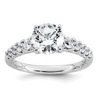 14K White Gold 2 Lab Grown Diamond VS+ F+ Round Complete Engagement Ring view 1
