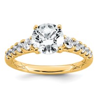 14K Yellow Gold 2 Lab Grown Diamond VS+ F+ Round Complete Engagement Ring view 1