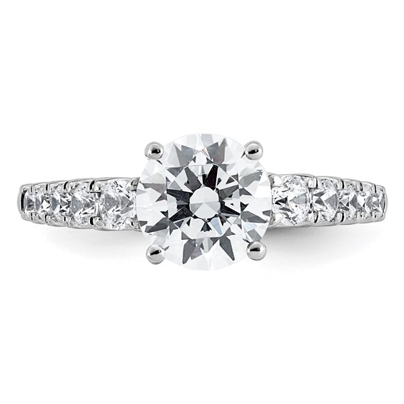 14k White Gold 2 Certified Lab Grown Diamond VS+ F+ Round Complete Engagement Ring
