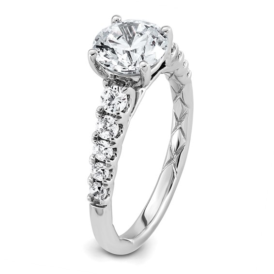 14k White Gold 2 Certified Lab Grown Diamond VS+ F+ Round Complete Engagement Ring