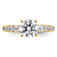 14K Yellow Gold 2 Certified Lab Grown Diamond VS+ F+ Round Complete Engagement Ring view 4