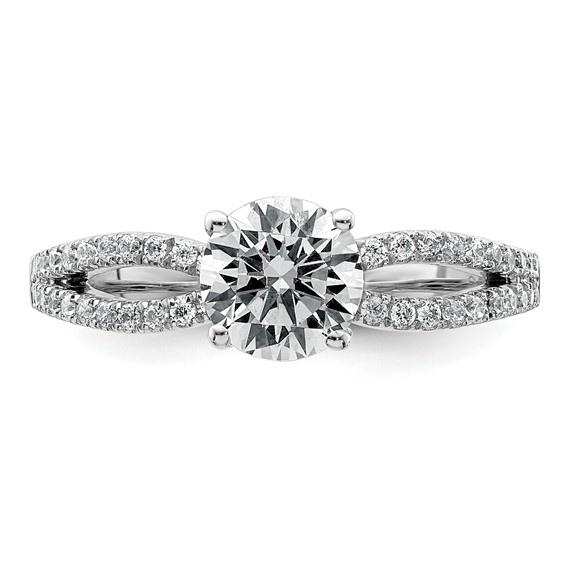 14k White Gold 1 1/4 carat Lab Grown Diamond VS+ F+ Round Complete Engagement Ring