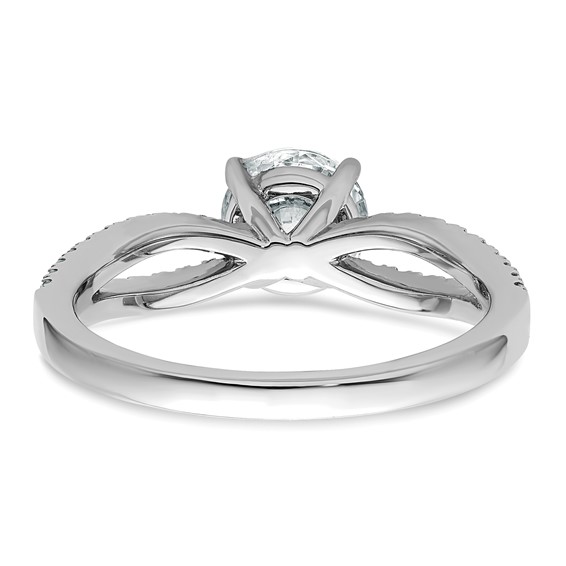14k White Gold 1 1/4 carat Lab Grown Diamond VS+ F+ Round Complete Engagement Ring