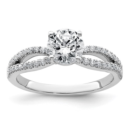 14K White Gold 1.25 Carat Lab Grown Diamond VS+ F+ Round Complete Engagement Ring