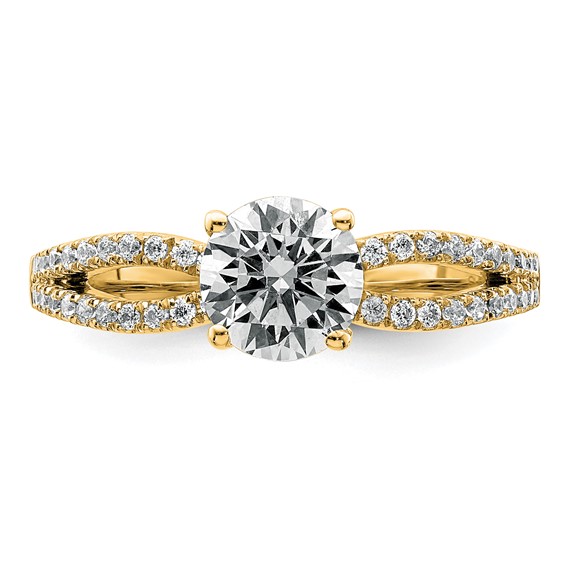 14k 1 1/4 carat Lab Grown Diamond VS+ F+ Round Complete Engagement Ring