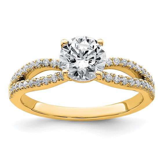 14k 1 1/4 carat Lab Grown Diamond VS+ F+ Round Complete Engagement Ring
