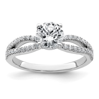 14k White Gold 1 1/4 carat Certified Lab Grown Diamond VS+ F+ Round Complete Engagement Ring