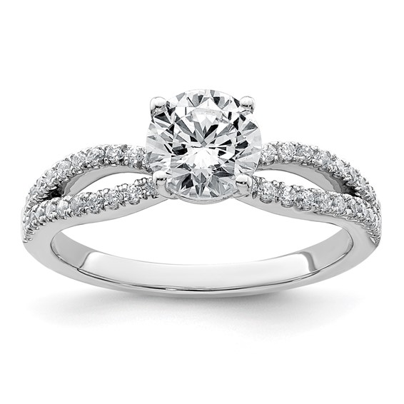 14k White Gold 1 1/4 carat Certified Lab Grown Diamond VS+ F+ Round Complete Engagement Ring