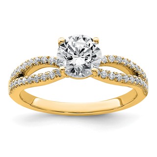 14k 1 1/4 carat Certified Lab Grown Diamond VS+ F+ Round Complete Engagement Ring