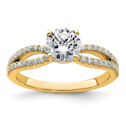 14K Yellow Gold 1.25 Carat Certified Lab Grown Diamond VS+ F+ Round Complete Engagement Ring