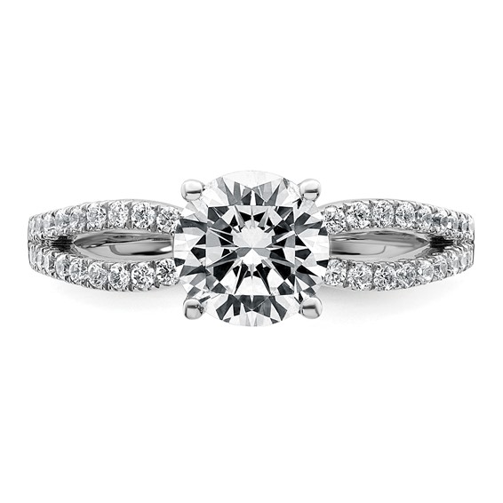14k White Gold 1 1/2 carat Lab Grown Diamond VS+ F+ Round Complete Engagement Ring