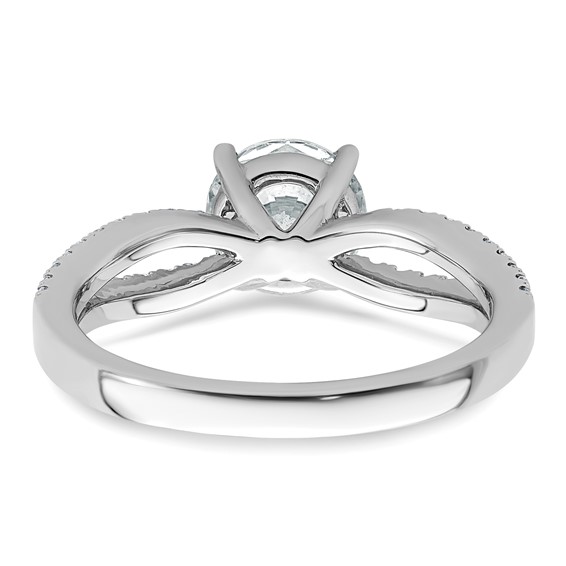 14k White Gold 1 1/2 carat Lab Grown Diamond VS+ F+ Round Complete Engagement Ring