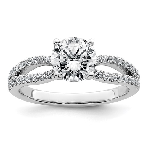 14K White Gold 1.50 Carat Lab Grown Diamond VS+ F+ Round Complete Engagement Ring