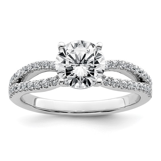 14k White Gold 1 1/2 carat Lab Grown Diamond VS+ F+ Round Complete Engagement Ring
