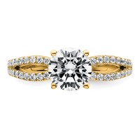 14K Yellow Gold 1.50 Carat Lab Grown Diamond VS+ F+ Round Complete Engagement Ring view 4