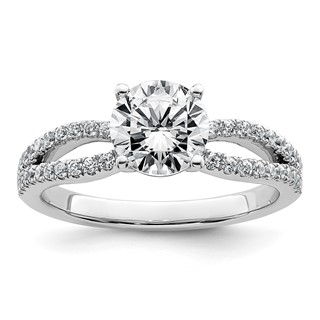 14k White Gold 1 1/2 carat Certified Lab Grown Diamond VS+ F+ Round Complete Engagement Ring