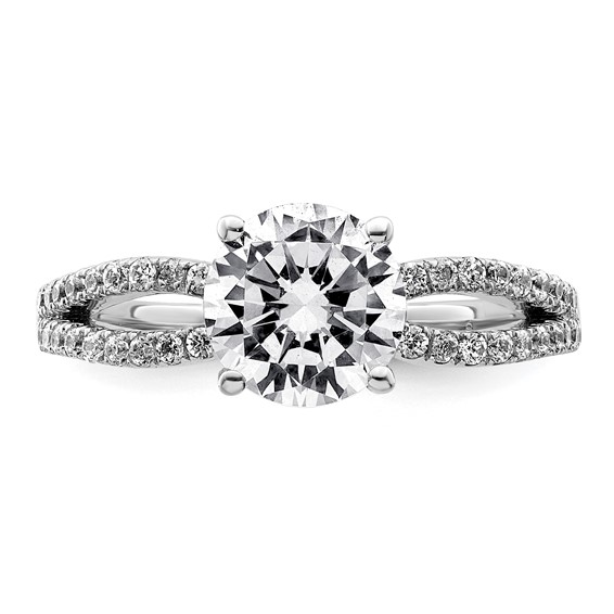 14k White Gold 1 3/4 carat Lab Grown Diamond VS+ F+ Round Complete Engagement Ring