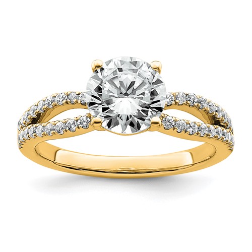 14K Yellow Gold 1.75 Carat Lab Grown Diamond VS+ F+ Round Complete Engagement Ring