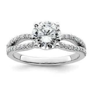 14k White Gold 1 3/4 carat Certified Lab Grown Diamond VS+ F+ Round Complete Engagement Ring