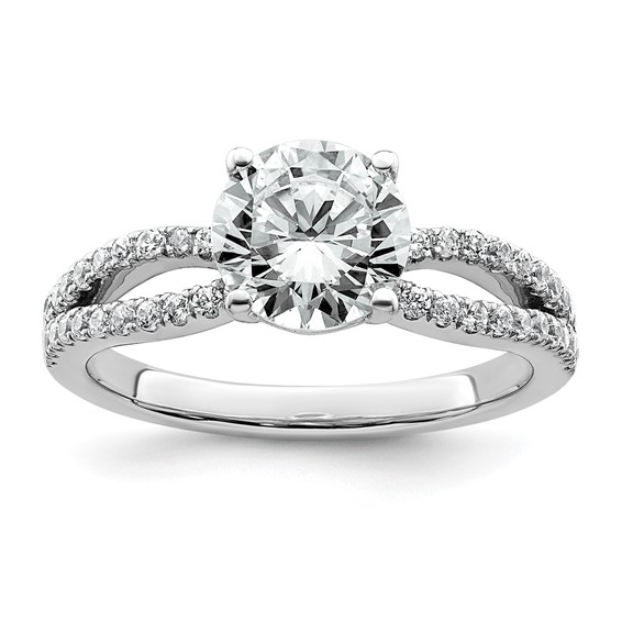 14k White Gold 1 3/4 carat Certified Lab Grown Diamond VS+ F+ Round Complete Engagement Ring