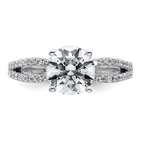 14K White Gold 2 Carat Lab Grown Diamond VS+ F+ Round Complete Engagement Ring view 4