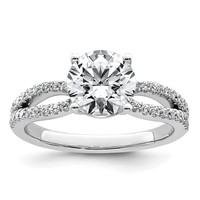 14K White Gold 2 Carat Lab Grown Diamond VS+ F+ Round Complete Engagement Ring view 1