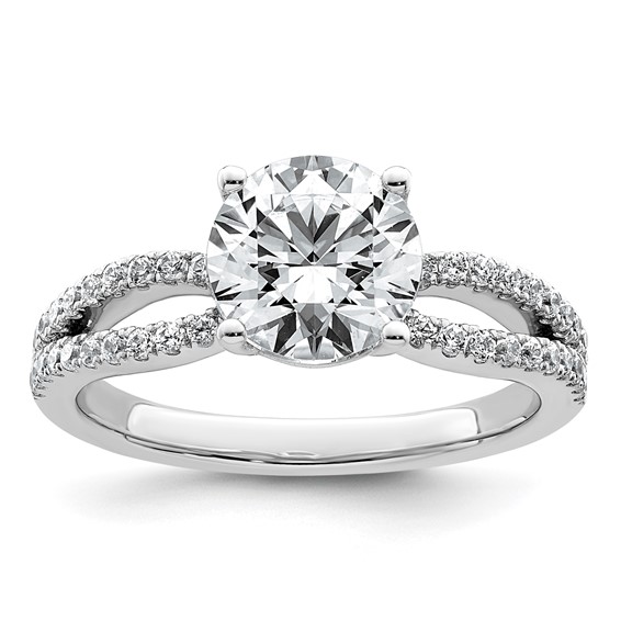 14k White Gold 2 carat Lab Grown Diamond VS+ F+ Round Complete Engagement Ring