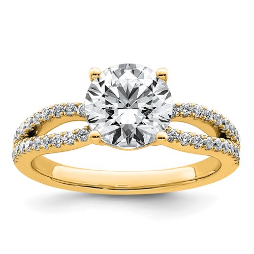 14K Yellow Gold 2 Carat Lab Grown Diamond VS+ F+ Round Complete Engagement Ring