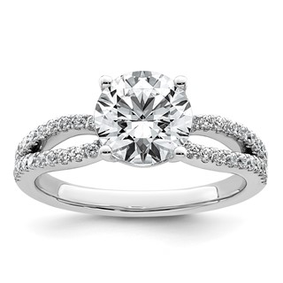 14k White Gold 2 carat Certified Lab Grown Diamond VS+ F+ Round Complete Engagement Ring