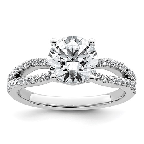 14K White Gold 2 Carat Certified Lab Grown Diamond VS+ F+ Round Complete Engagement Ring