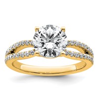 14K Yellow Gold 2 Carat Certified Lab Grown Diamond VS+ F+ Round Complete Engagement Ring view 1