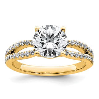 14k 2 carat Certified Lab Grown Diamond VS+ F+ Round Complete Engagement Ring