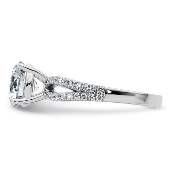 14k White Gold 2 1/4 carat Lab Grown Diamond VS+ F+ Round Complete Engagement Ring