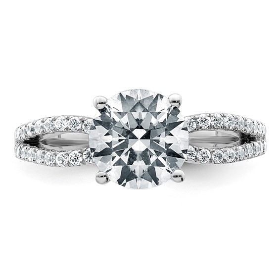 14k White Gold 2 1/4 carat Lab Grown Diamond VS+ F+ Round Complete Engagement Ring