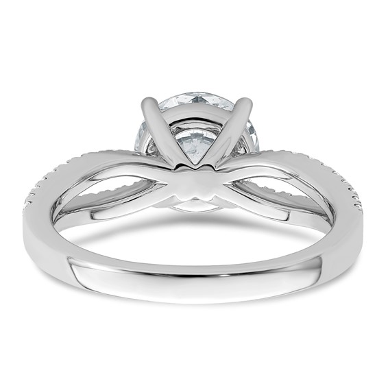 14k White Gold 2 1/4 carat Lab Grown Diamond VS+ F+ Round Complete Engagement Ring