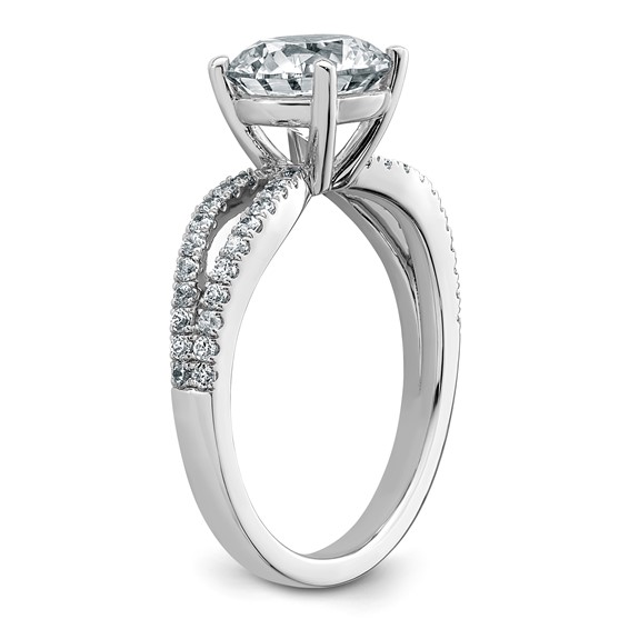 14k White Gold 2 1/4 carat Lab Grown Diamond VS+ F+ Round Complete Engagement Ring