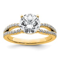 14K Yellow Gold 2.25 Carat Lab Grown Diamond VS+ F+ Round Complete Engagement Ring view 1