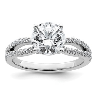 14k White Gold 2 1/4 carat Certified Lab Grown Diamond VS+ F+ Round Complete Engagement Ring