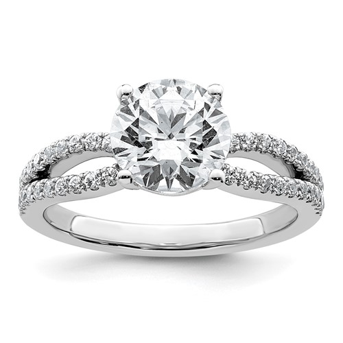 14K White Gold 2.25 Carat Certified Lab Grown Diamond VS+ F+ Round Complete Engagement Ring