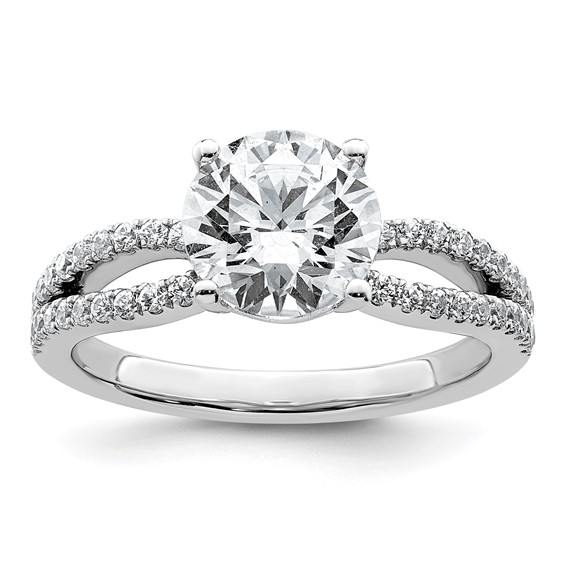 14k White Gold 2 1/4 carat Certified Lab Grown Diamond VS+ F+ Round Complete Engagement Ring