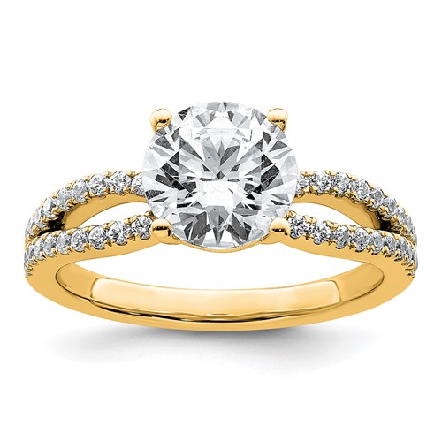 14K Yellow Gold 2.25 Carat Certified Lab Grown Diamond VS+ F+ Round Complete Engagement Ring