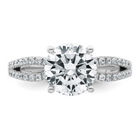 14K White Gold 2.50 Carat Lab Grown Diamond VS+ F+ Round Complete Engagement Ring view 4