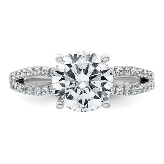 14k White Gold 2 1/2 carat Lab Grown Diamond VS+ F+ Round Complete Engagement Ring